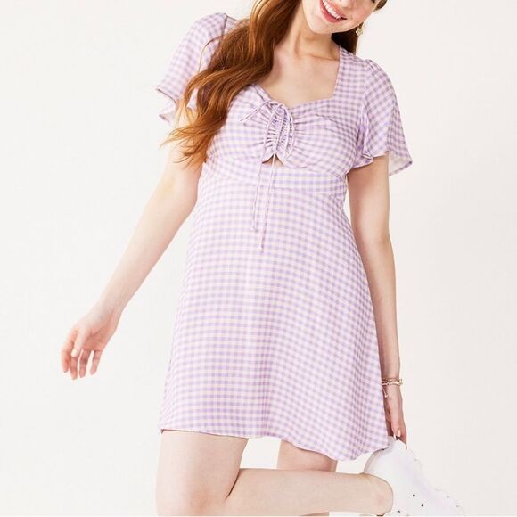 Rewind lilac and white front keyhole skater dress Size Medium juniors - Picture 1 of 7